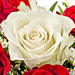 White And Red Roses Bouquet And Free Vase