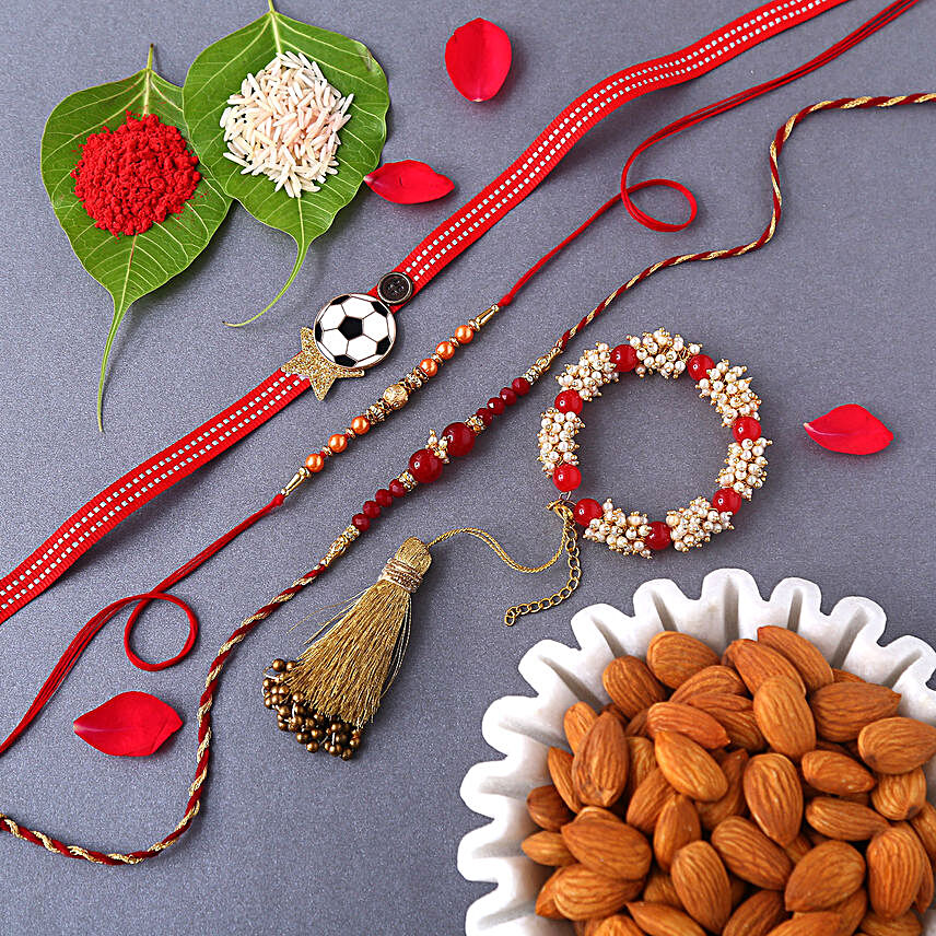 Sneh Designer Family Rakhi Set & Almonds