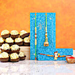 Bal Hanuman And Green Pearl Lumba Rakhi Set With 16 Ferrero Rocher