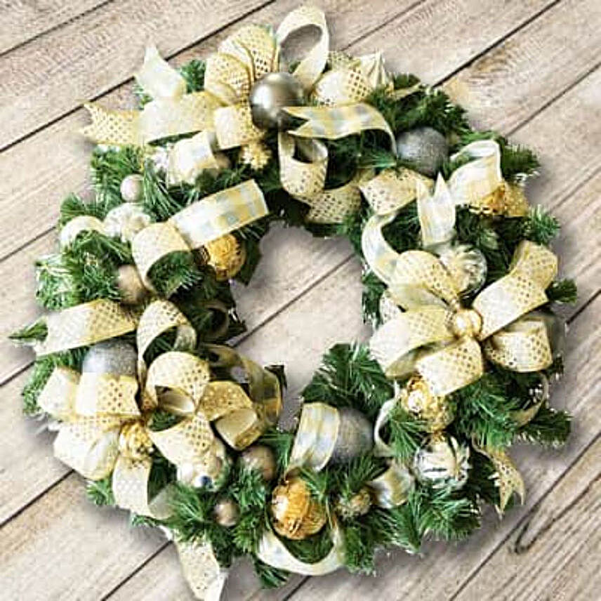 Silver And Golden Christmas Wreath