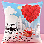 Flying Heart Balloon Printed Cushion