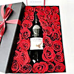 Elegant Red Wine N Red Rose Combo