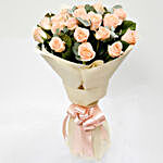 20 Peach Roses Bouquet With Lychee Raspberry Cake