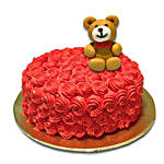 20 Red Roses Bouquet With Teddy Cake