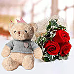 Combo of Romantic Roses Teddy And Black Forest Cake