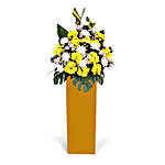 White Chrysanth Mixed Pom Arrangement With Stand