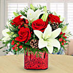 Alluring White Lilies And Roses Vase