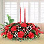 Red Carnations And Red Candles Christmas Arrangement