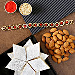 Rudraksha Bracelet Rakhi & Almonds With Kaju Katli