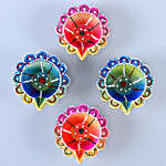 Floral Diyas With Greeting Card And Dry Fruits