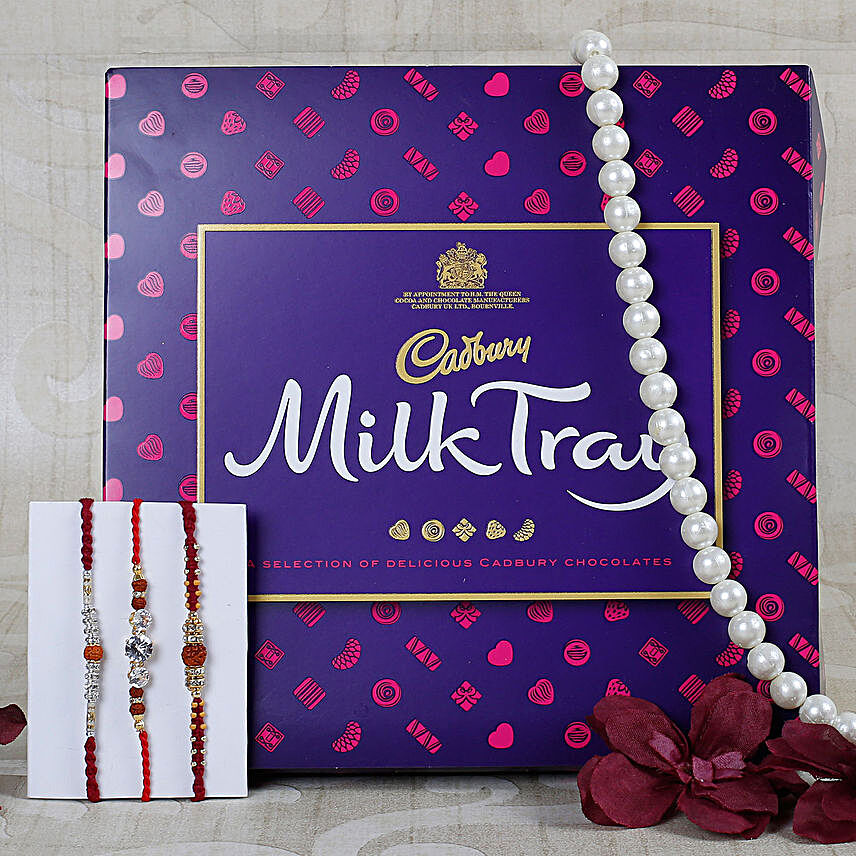 Rudraksha Rakhi Set with Cadbury Chocolates
