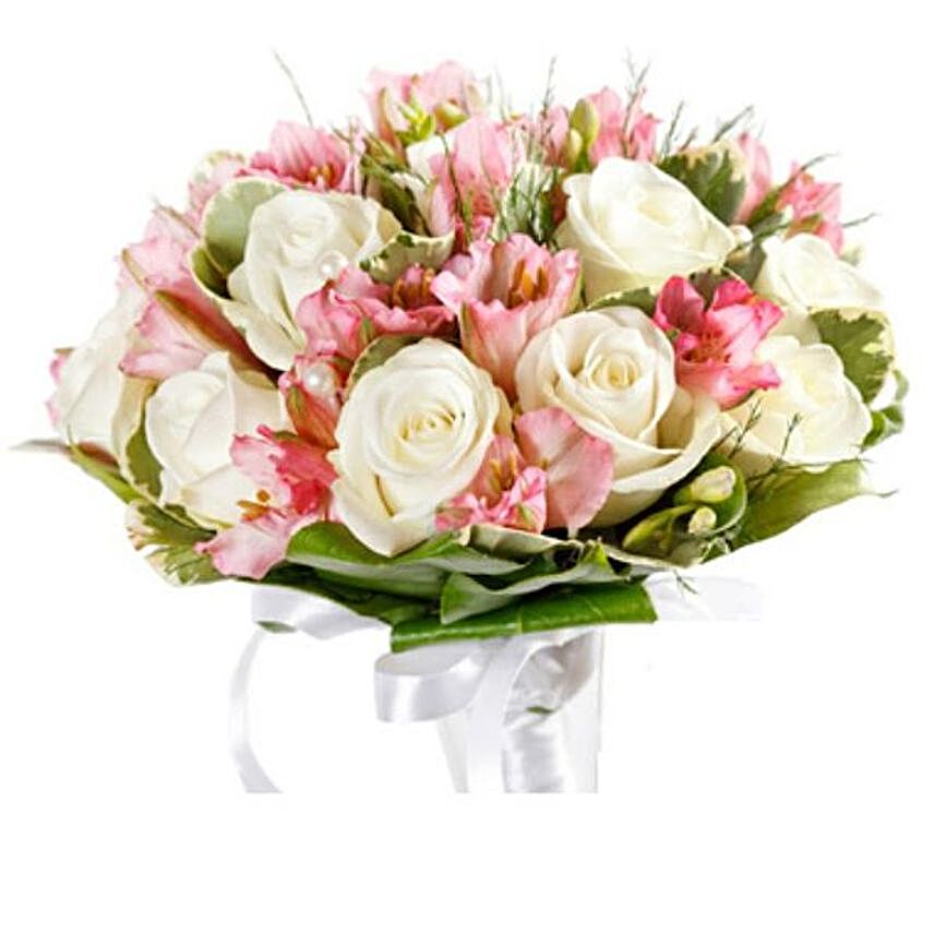 Graceful Alstroemeria And Roses Bouquet