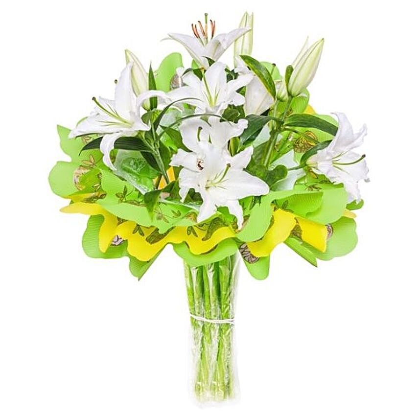Peaceful White Lilies Bunch