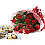 Red Rose Bunch And Chocolates