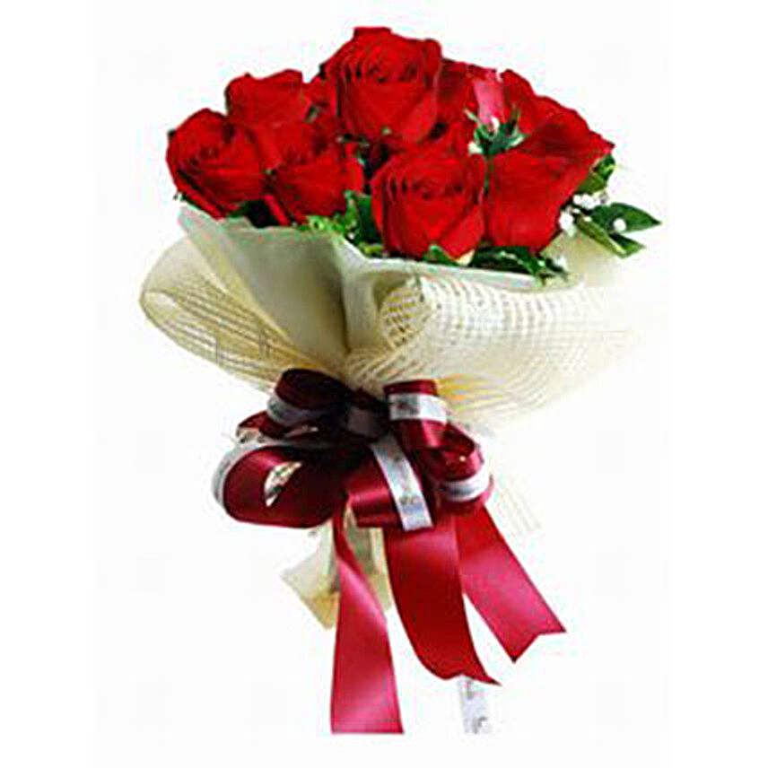 Red Roses Bouquet With Ribbon