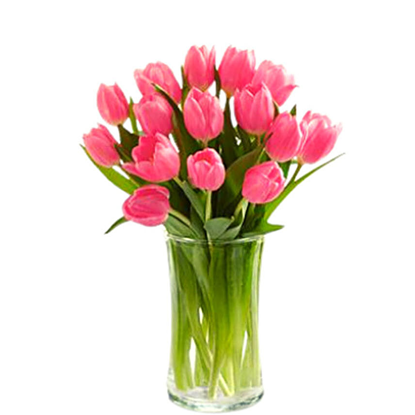 Serene Pink Tulip Vase Arrangement
