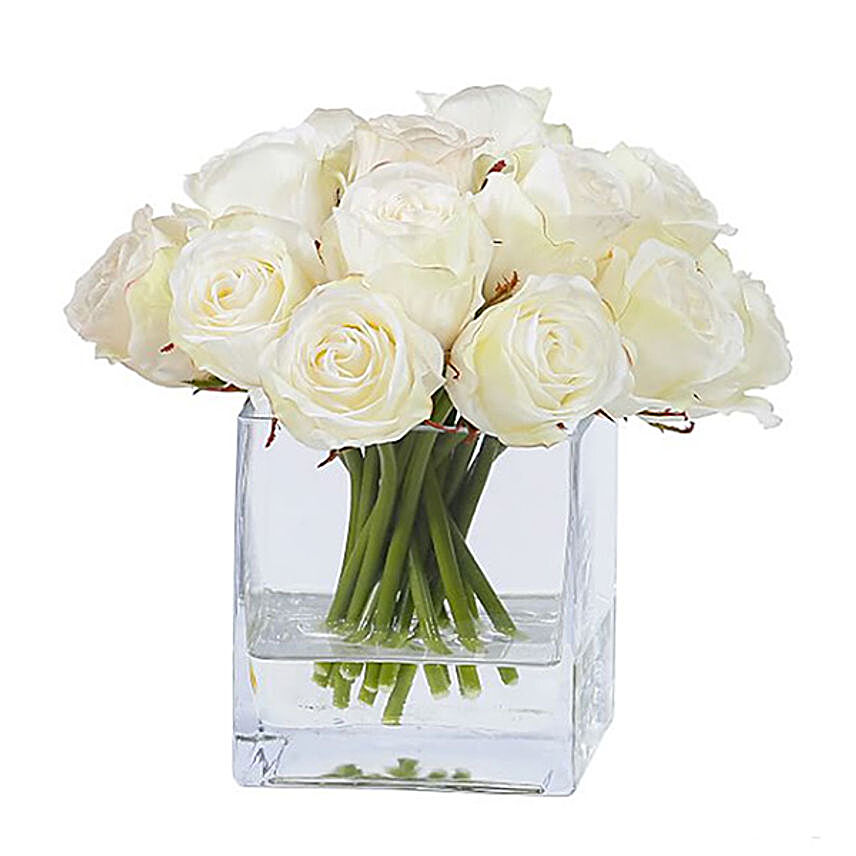 Springtime White Rose Vase Arrangement