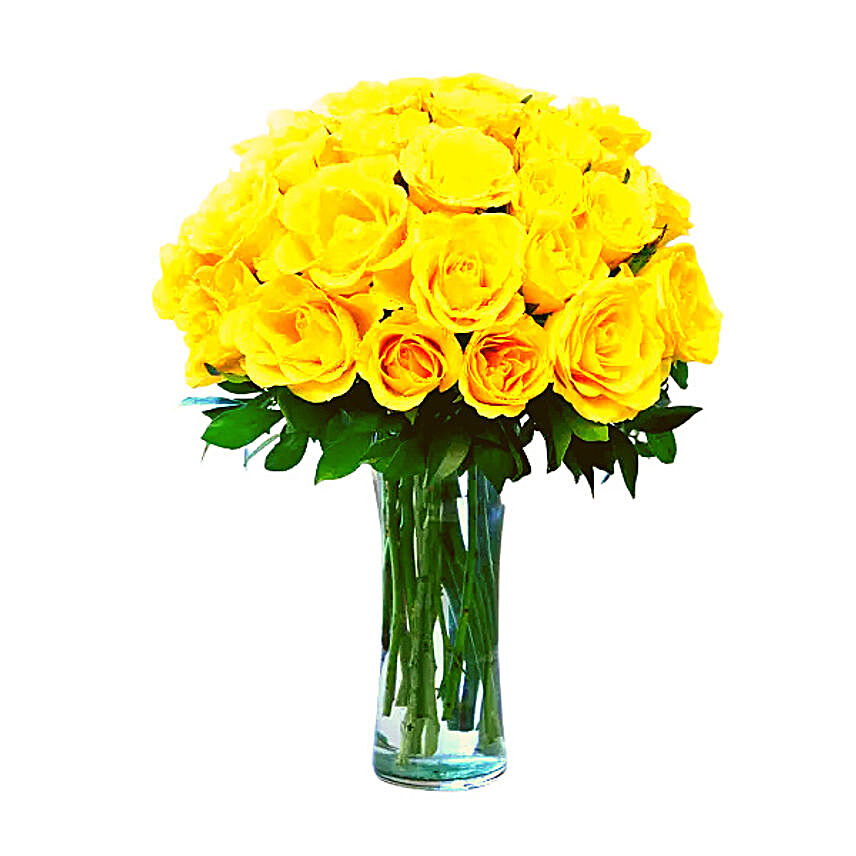 Unique Yellow Rose Vase Arrangement
