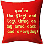 Red Printed Cushion With Love Quote