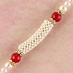 Gorgeous White And Red Beads Rakhi