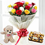 Mixed Rose Bunch And Chocolates