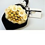 15 White Roses with Chocolates