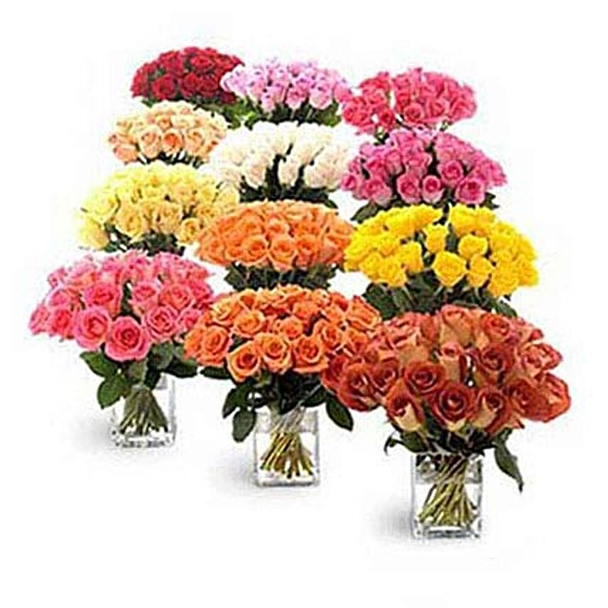 Entire Roses From Garden- 12 Vase Arrangements