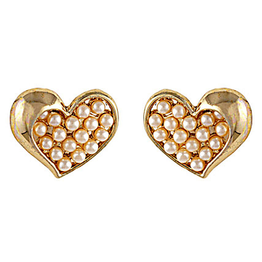 Golden Peacock Gold Plated Heart Sahped Earring