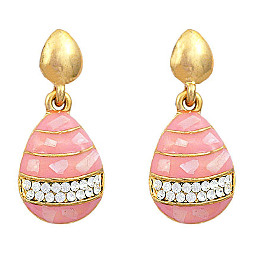 Golden Peacock Pink and Gold Plated Drop Earrings