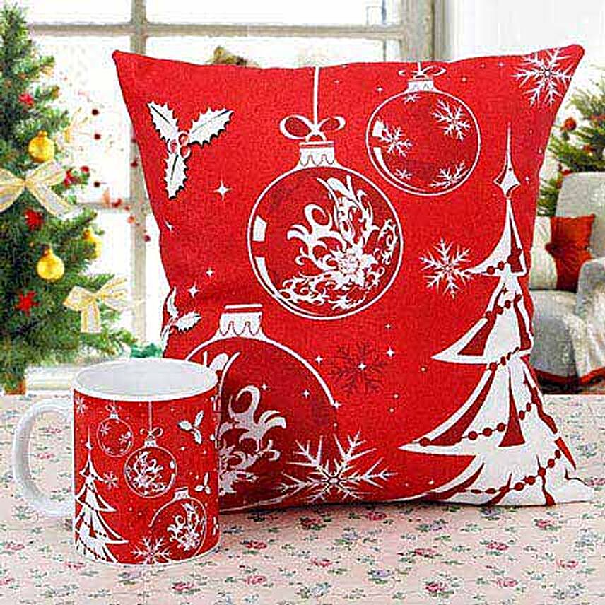 Merry Christmas Cushion with Mug