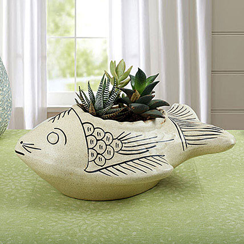 Plant Art on Fish Vase
