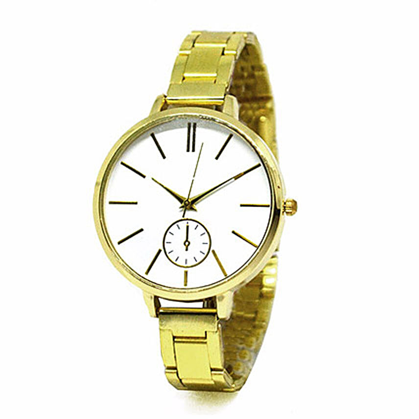 Sleek Metallic Gold Watch For Women