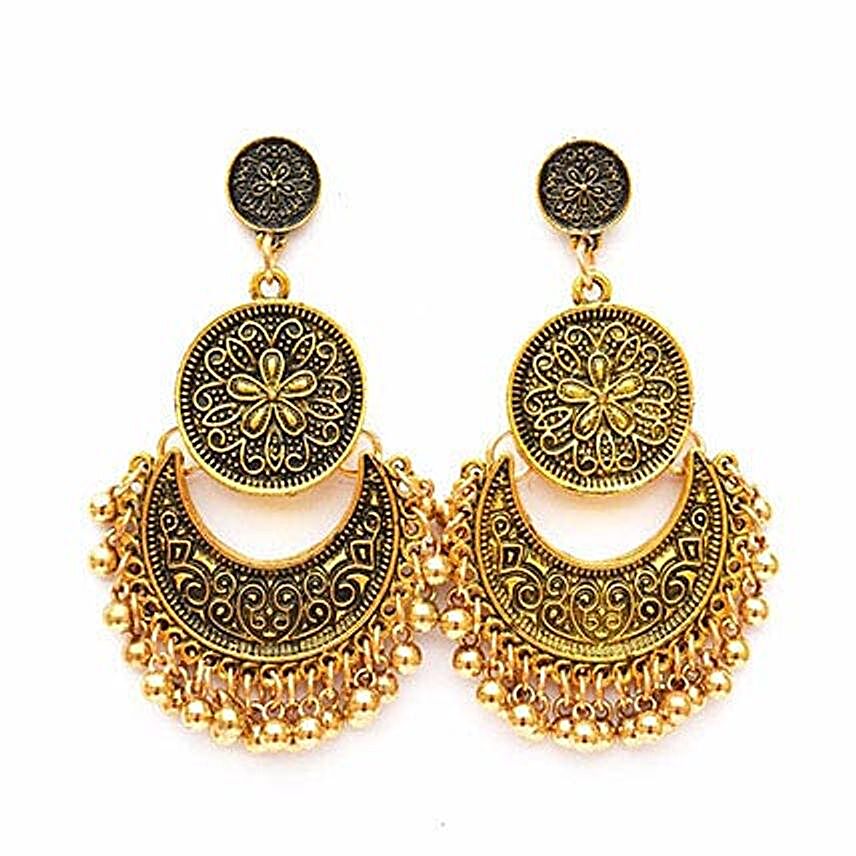 Ethnic Gold Ghungroo Earrings