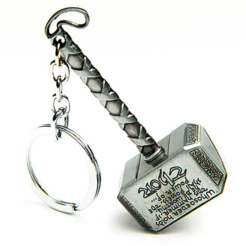 Thor Hammer Keychain Silver