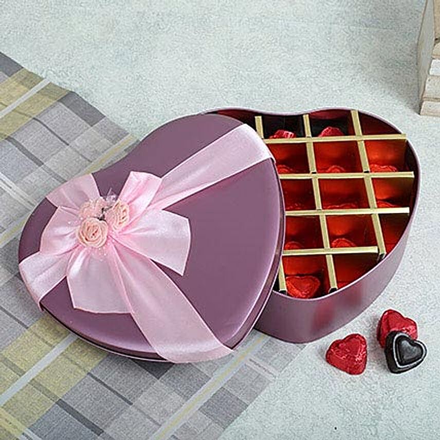 Assorted Chocolates Pink Heart Box