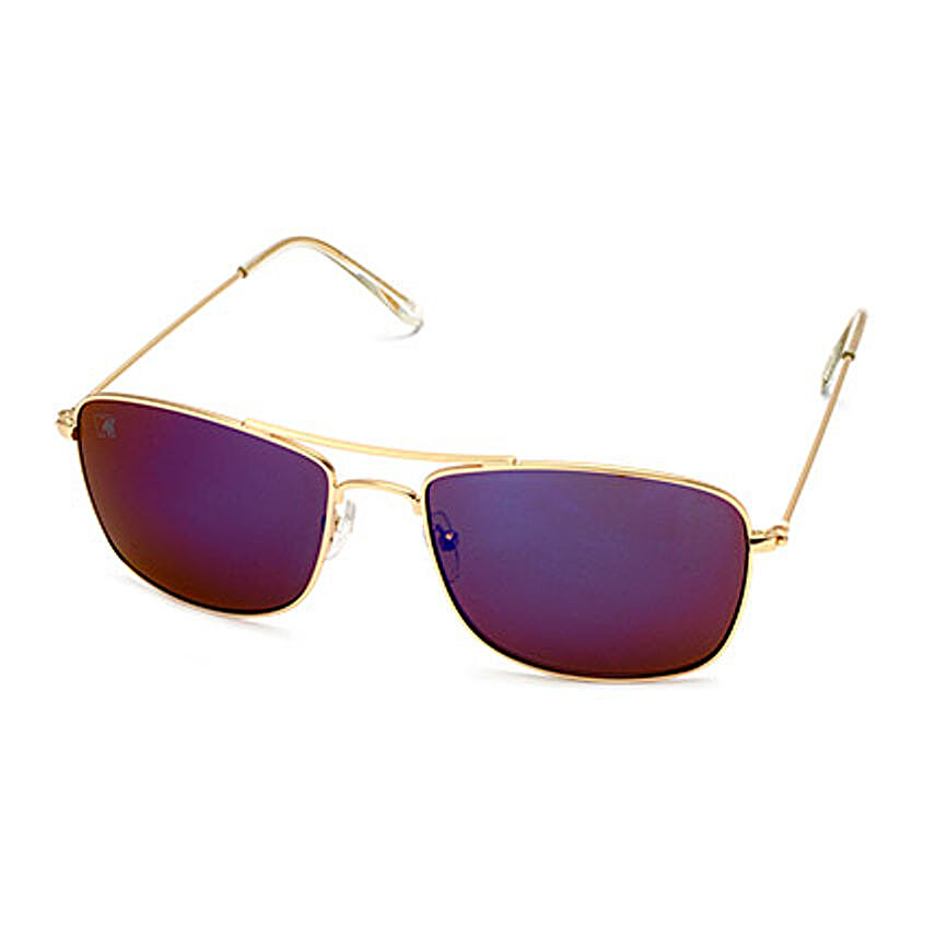 MTV Unisex Golden Blue Rectangular Sunglasses