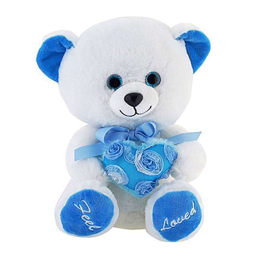 Hugee Blue N White Teddy Bear