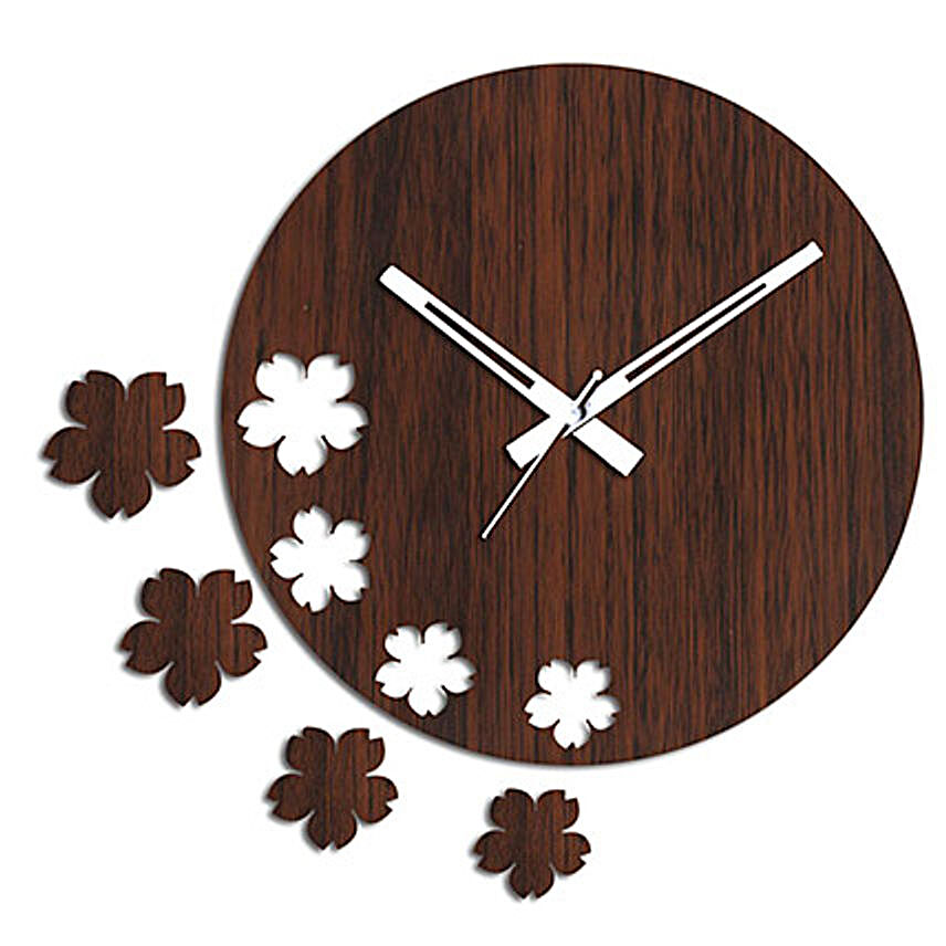 Brown Flowers Wall Clock