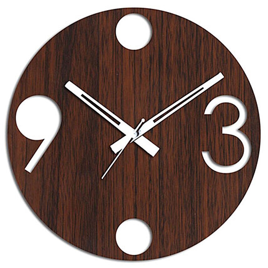 Round Brown Wooden Wall Clock