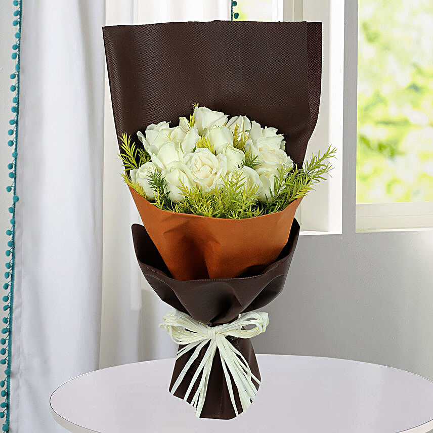 Pure White Roses Bunch