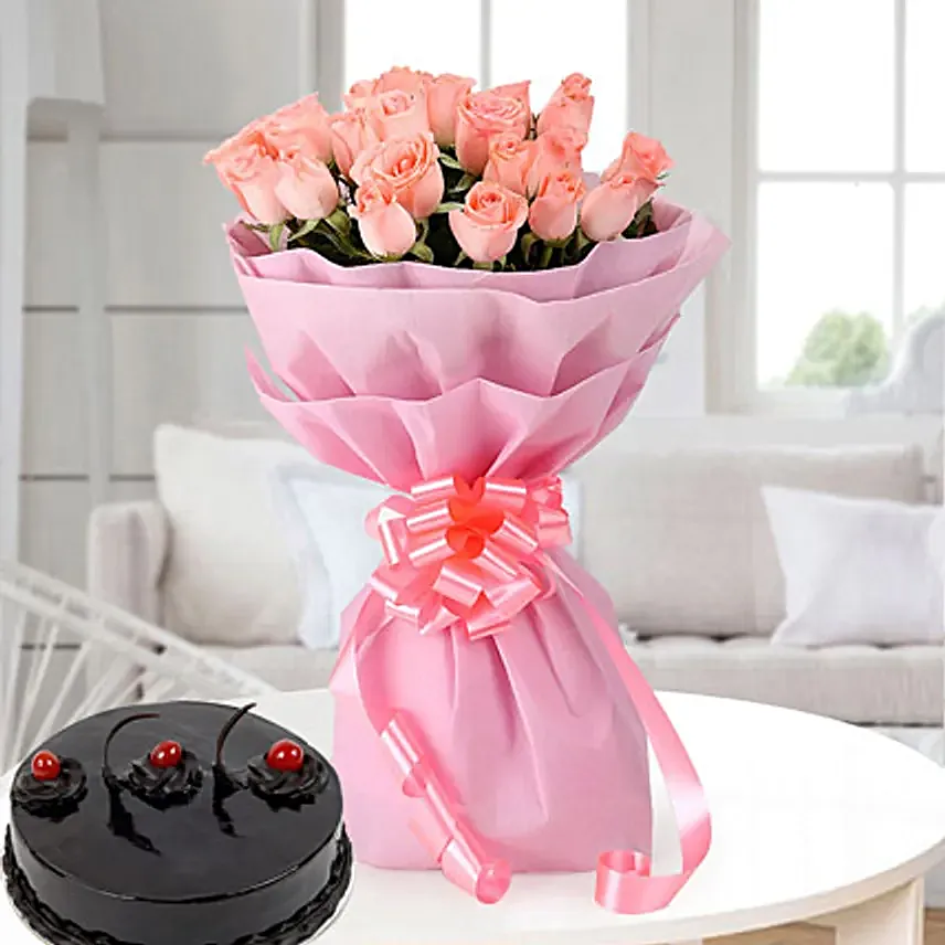 Pink Roses 20 with Cake Eggless