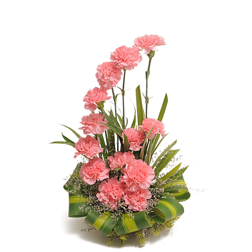 Pink Carnations Basket Arrangement