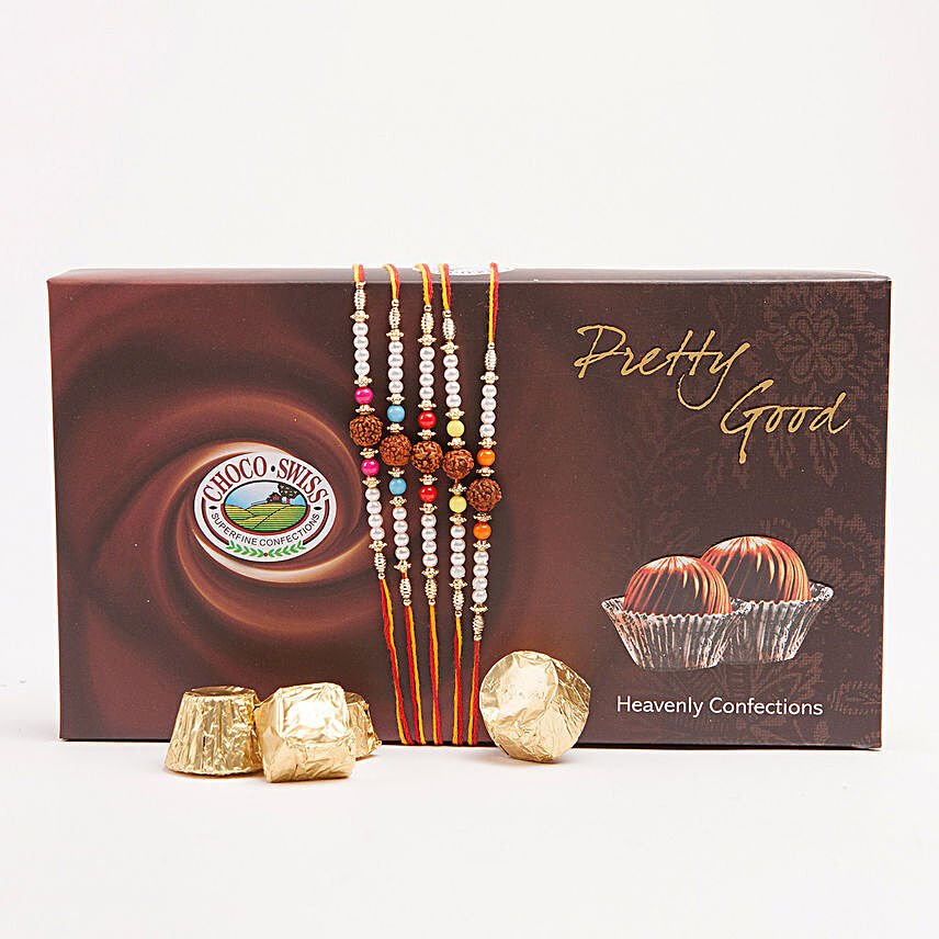Pretty Good Chocolates 5 Rakhi Combo