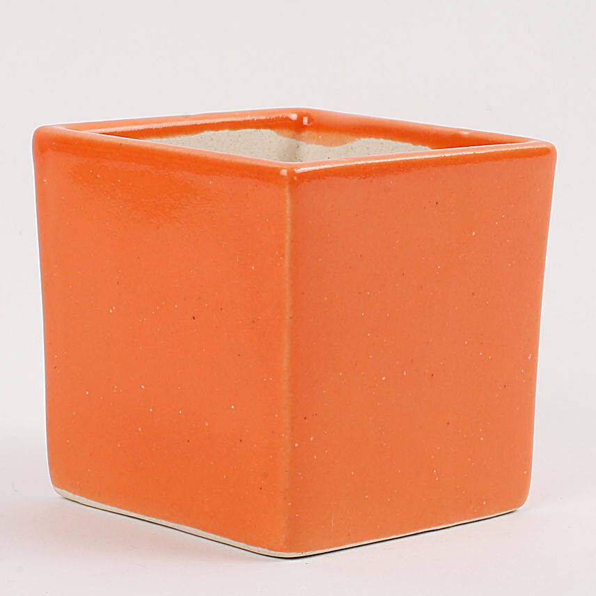 Ceramic Mini Cube Vase Orange