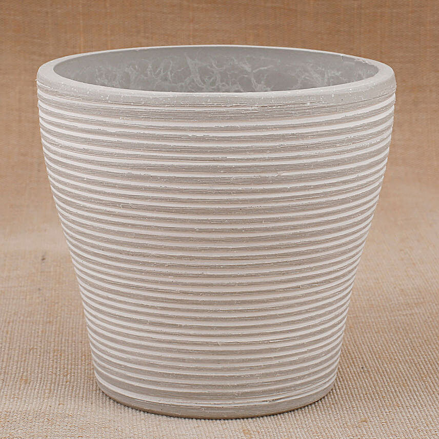 Recycled Plastic Lining Vase White Stone
