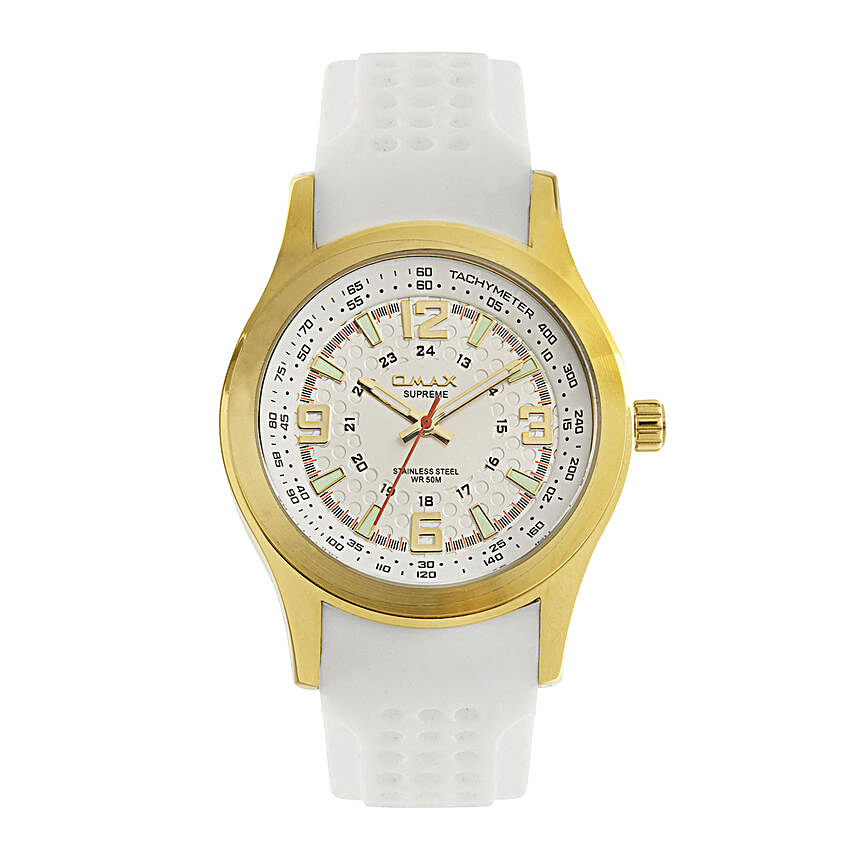 Omax Trendy White Dial Mens Watch