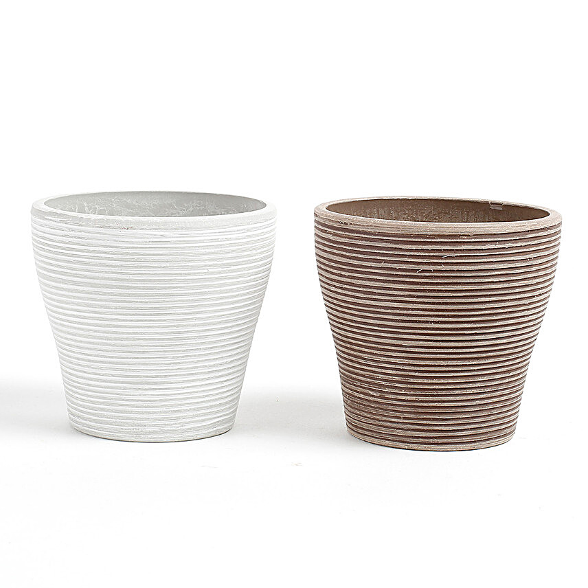 Brown & White Recycled Plastic Lining Vase Set
