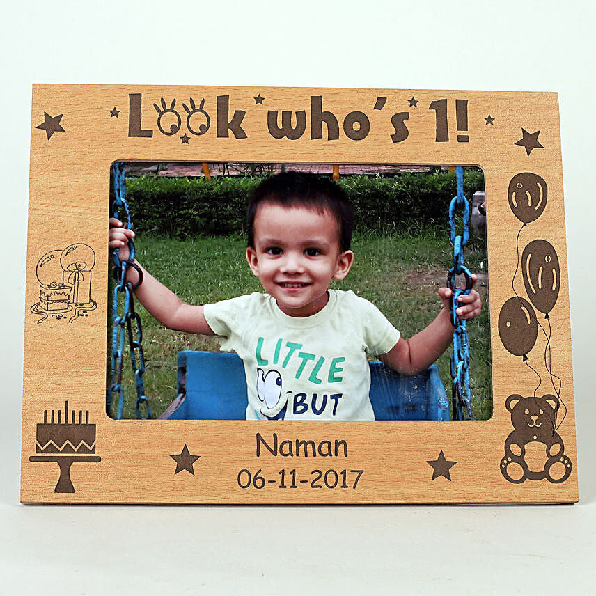 Personalised Look Who's 1 Engraved Photo Frame