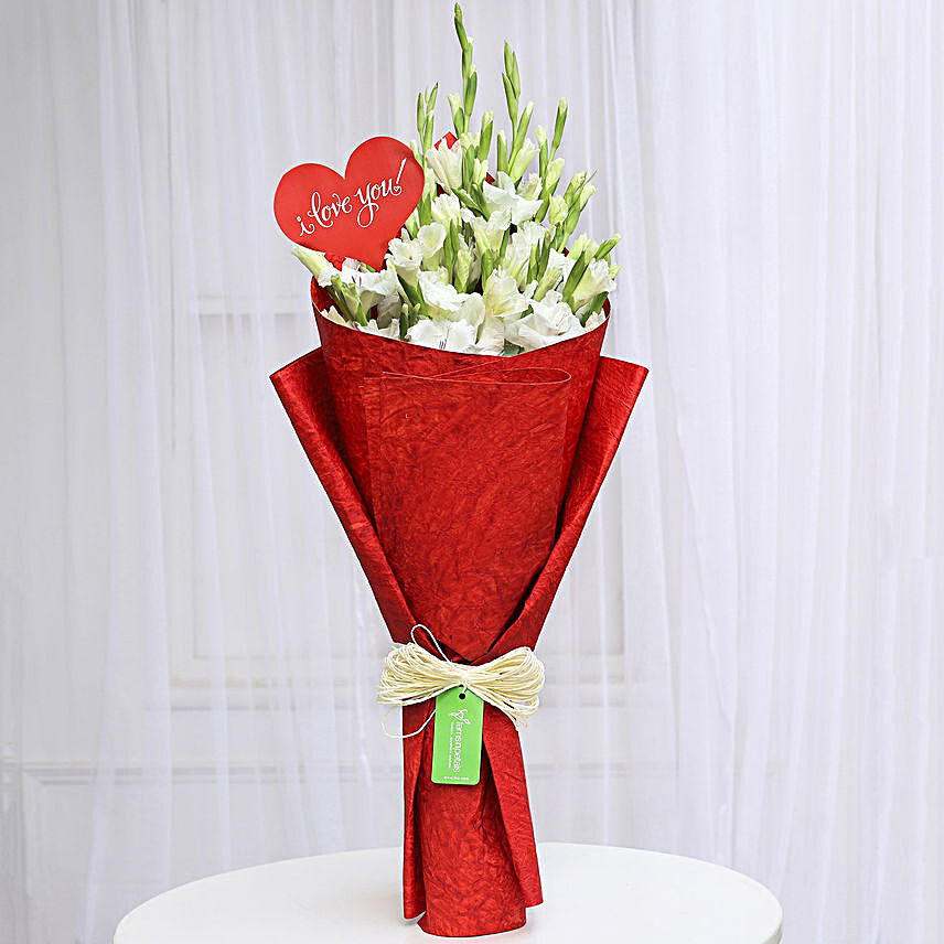 Lovely Gladiolus Bouquet in Red Paper