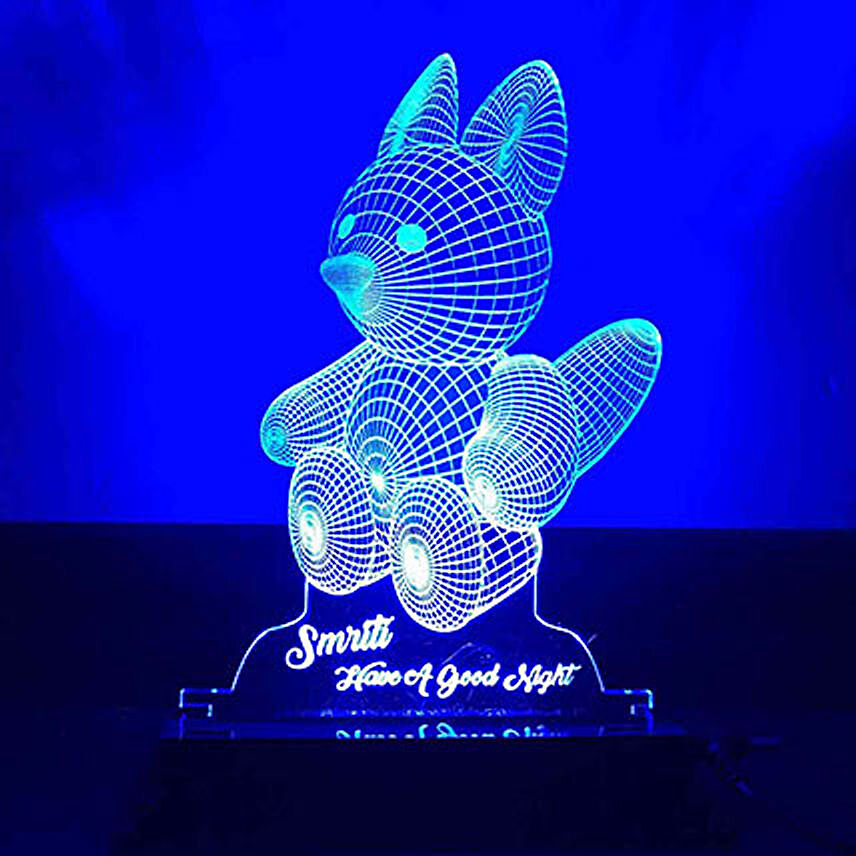 Personalised Blue LED Teddy Bear Lamp